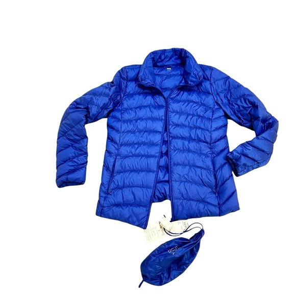 Nwt Uniqlo Blue ultra light down zip up Puffer Jacket pocketable size large - Picture 2 of 13